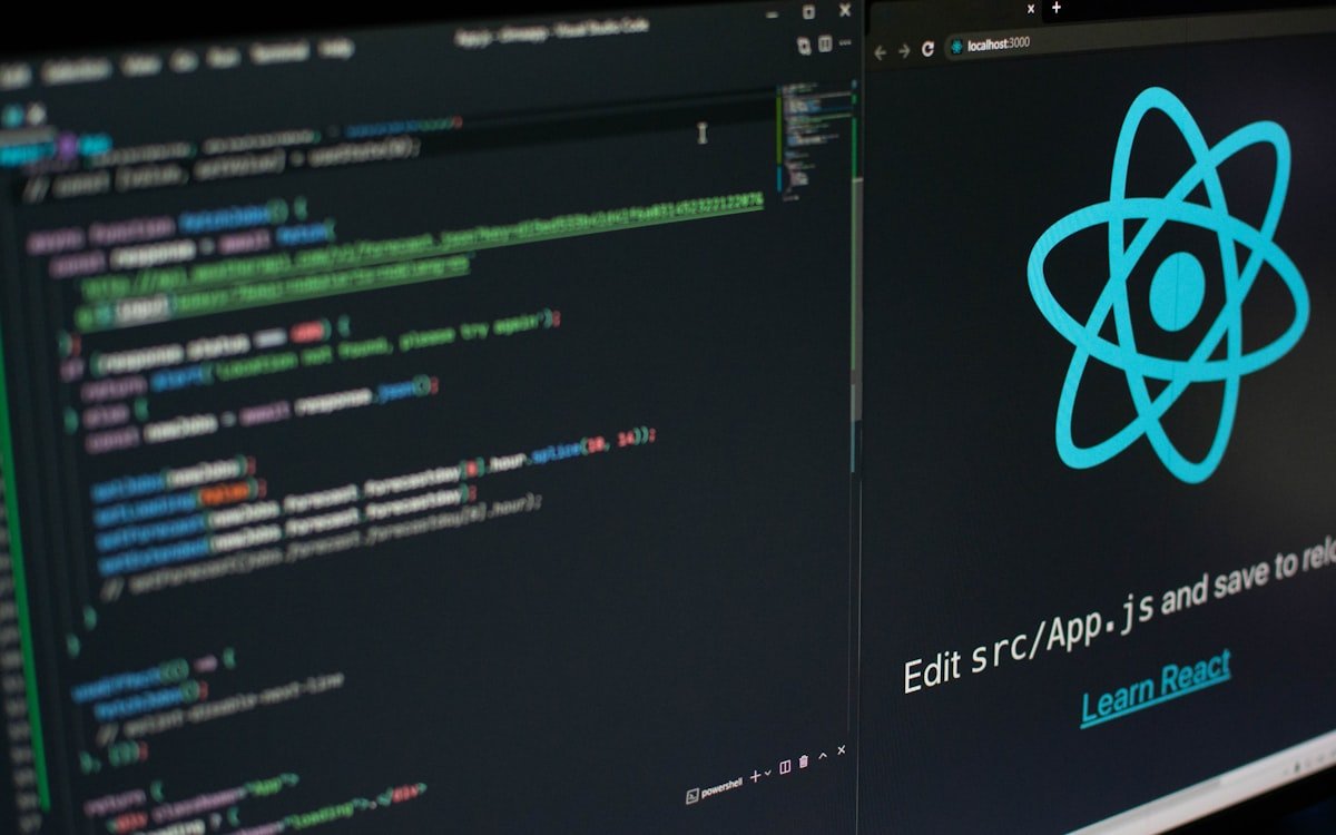 No-code AI app development interface on laptop screen 2026